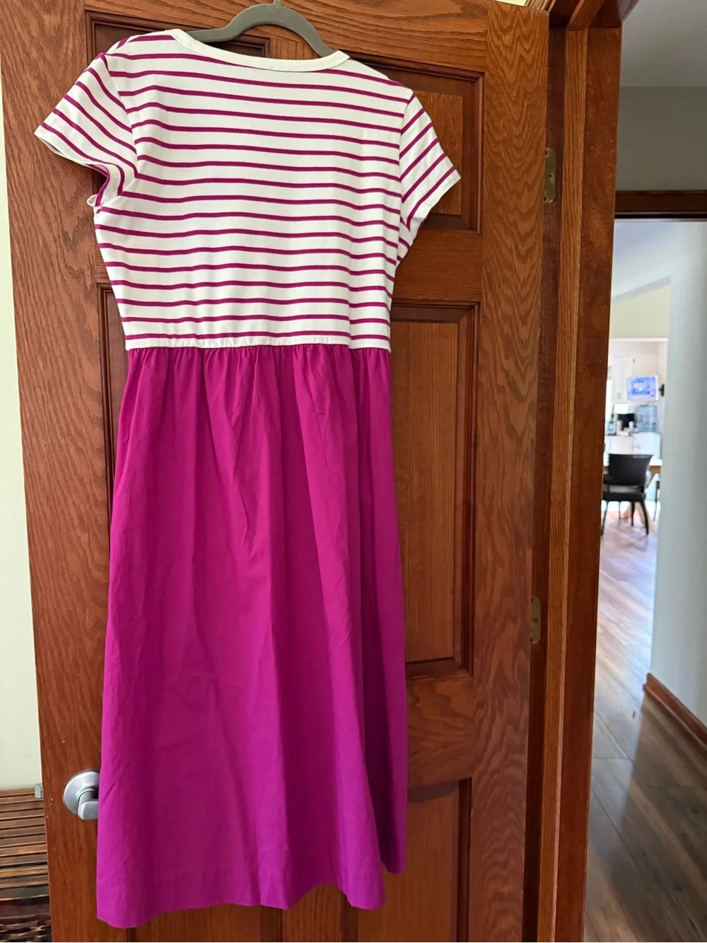 Striped Tee & Fuchsia Midi Skirt Dress - Brand: J Crew